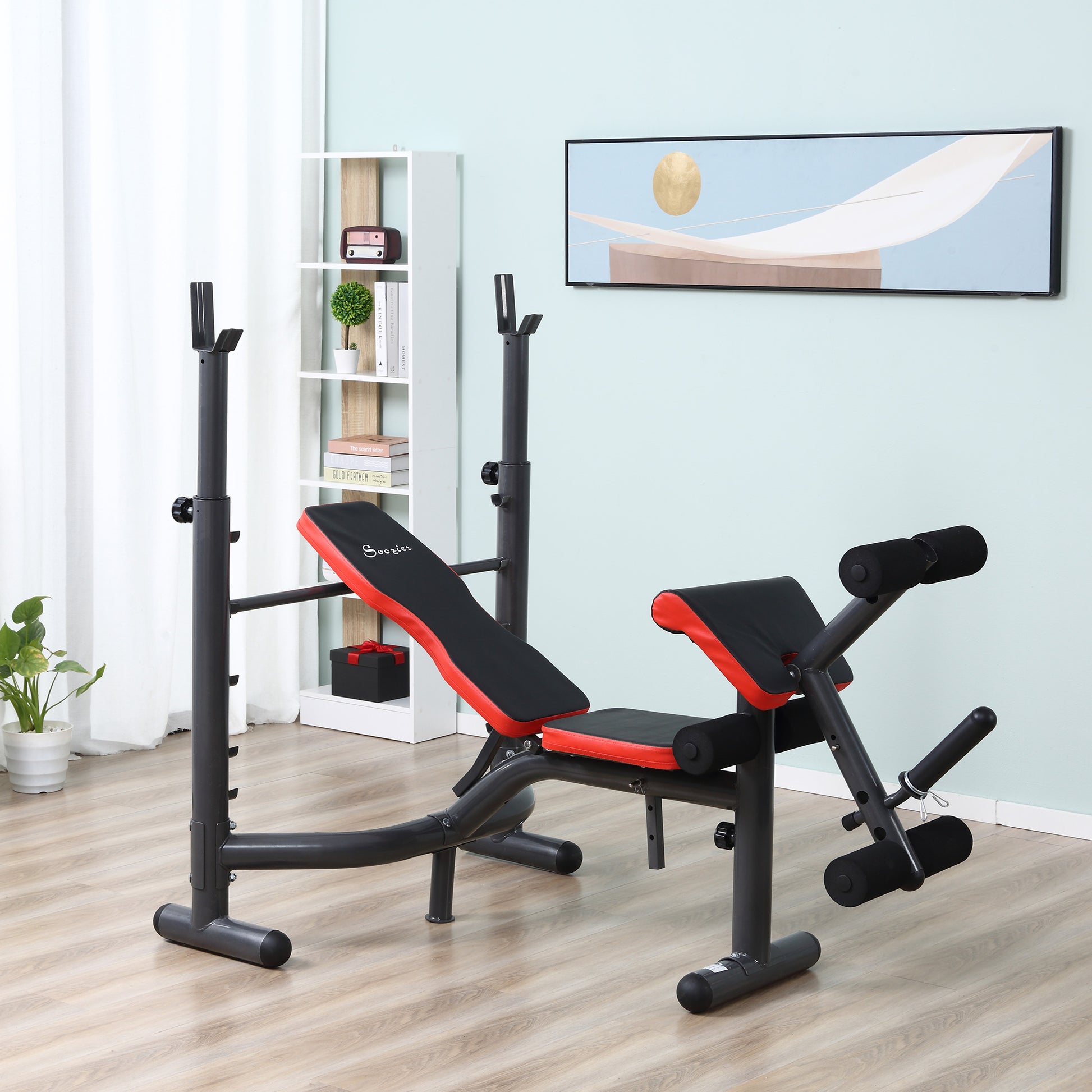 HOMCOM Multifunctional Weight Bench, for Arms, Legs, Abdomen - Red and Black