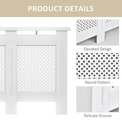 HOMCOM Wooden Radiator Cover Heating Cabinet Modern Home Furniture Grill Style White Painted (Medium)