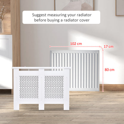 HOMCOM Wooden Radiator Cover Heating Cabinet Modern Home Furniture Grill Style White Painted (Medium)