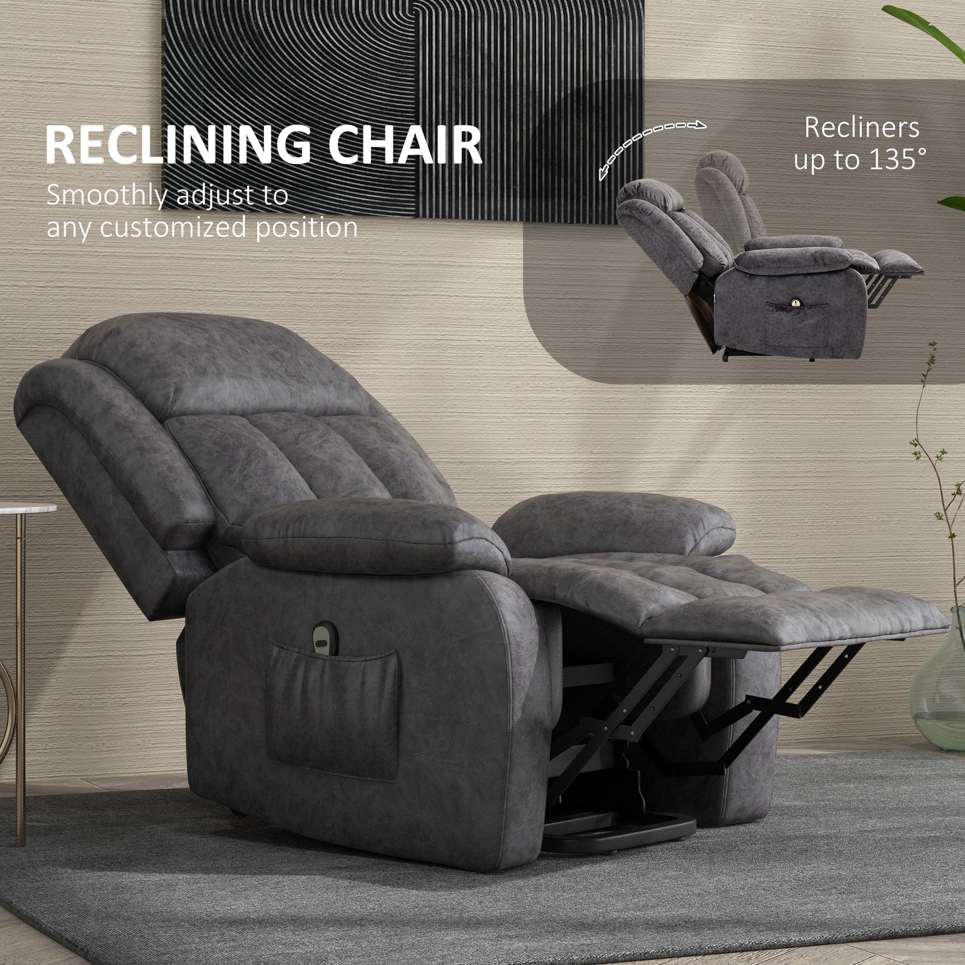 HOMCOM Riser and Recliner Chair, Microfibe Upholstered Recliner Chair for Elderly with Remote Control, Footrest, Padded Seat and Backrest