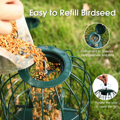 Wild Bird Feeder with Metal Cage and Stainless Steel Wire