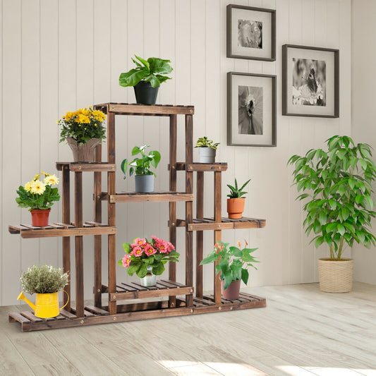 6-Tier Wooden Plant Stand for Indoor Outdoor Decoration