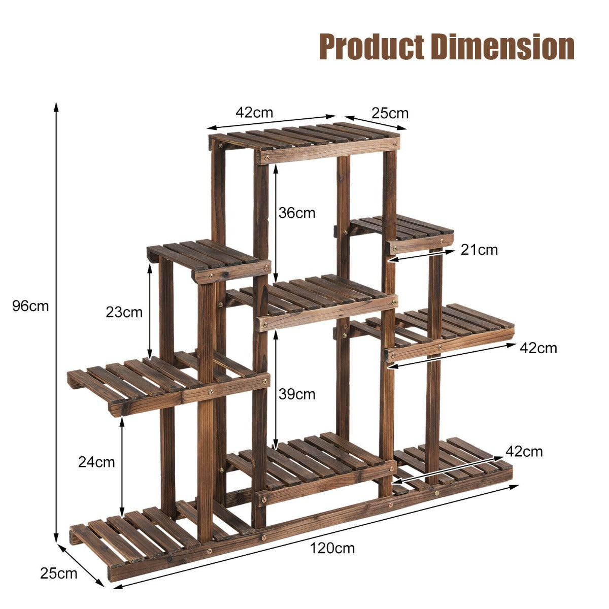 6-Tier Wooden Plant Stand for Indoor Outdoor Decoration