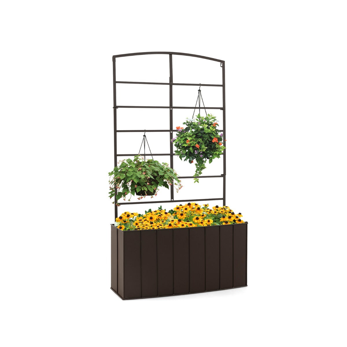 Metal Raised Garden Bed Elevated Garden Planter Box with Trellis