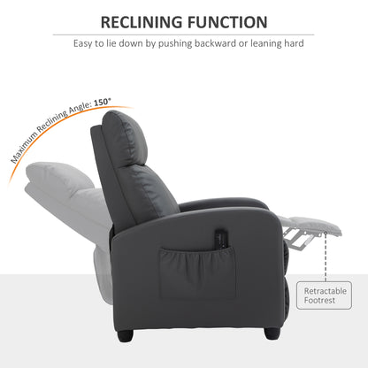 HOMCOM Recliner Sofa Chair PU Leather Massage Armcair w/ Footrest and Remote Control for Living Room, Bedroom, Home Theater, Grey