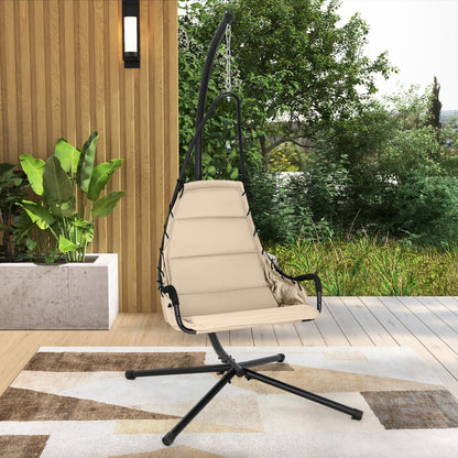 Hammock Swing Chair with Extra Large Padded Seat-Beige