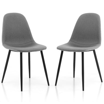 Upholstered Dining Chairs Set of 2 with Metal Legs-Grey