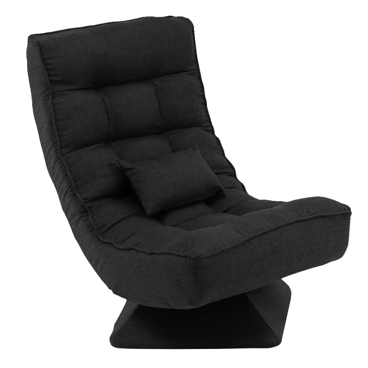 4-Position Adjustable Floor Chair with Swivel Base-Black