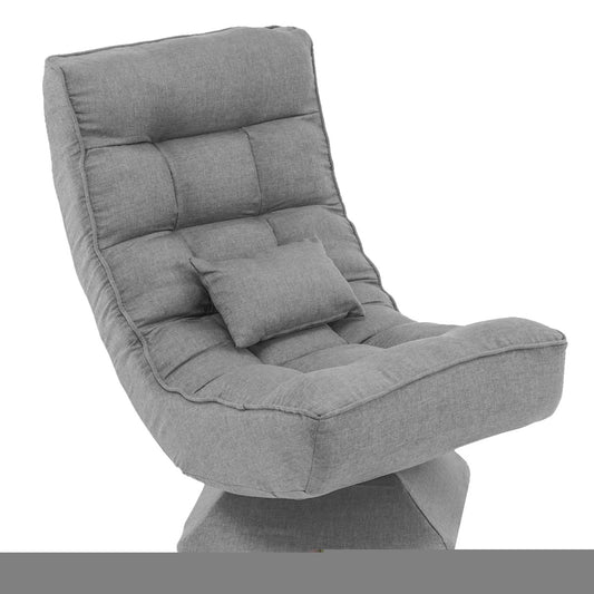 4-Position Adjustable Floor Chair with Swivel Base-Grey