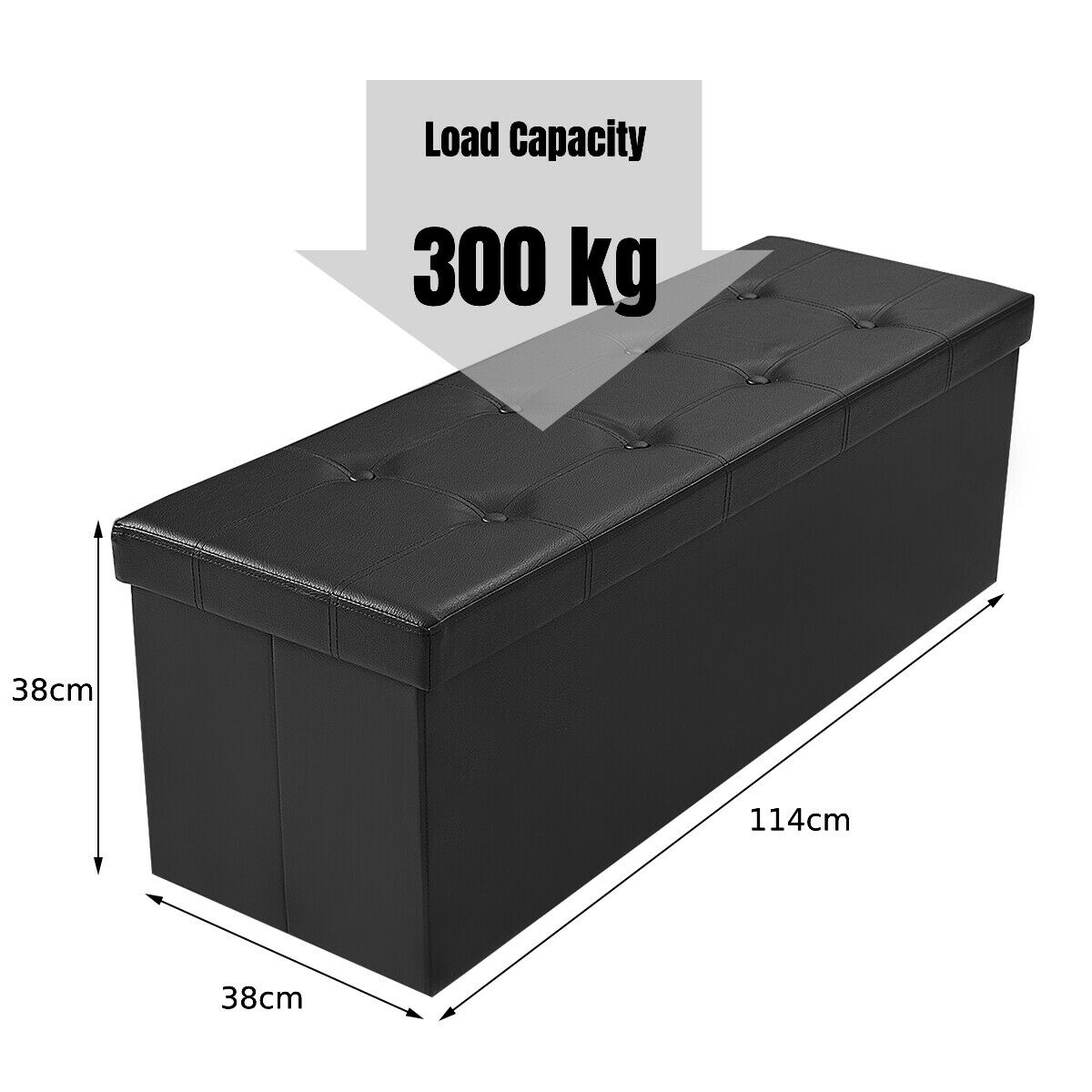 Folding Storage Ottoman Bench with Lid for Living Room-Black