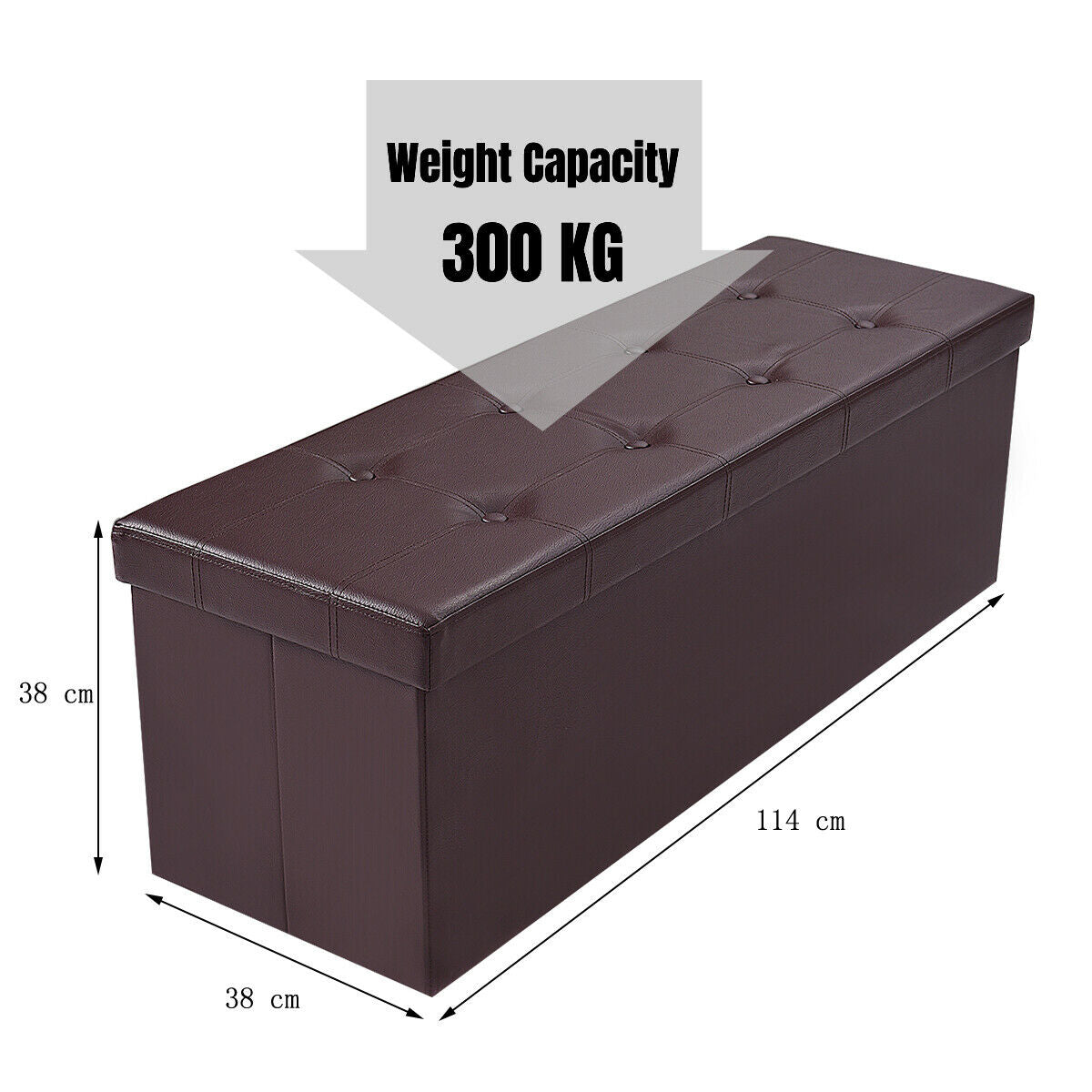 Folding Storage Ottoman Bench with Lid for Living Room-Brown