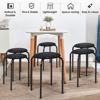 Set of 6 Stackable Portable Breakfast Dining Chairs for Home Kitchen Office-Black