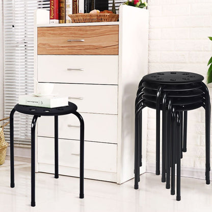 Set of 6 Stackable Portable Breakfast Dining Chairs for Home Kitchen Office-Black