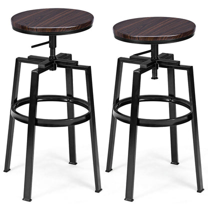 Set of 2 Counter Height Bar Chairs with 360 Degree Swivel Seat for Kitchen/Cafe