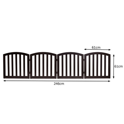 4-Panel Wooden Dog Gate with Anti-Scratch Pads for Doorway-Brown