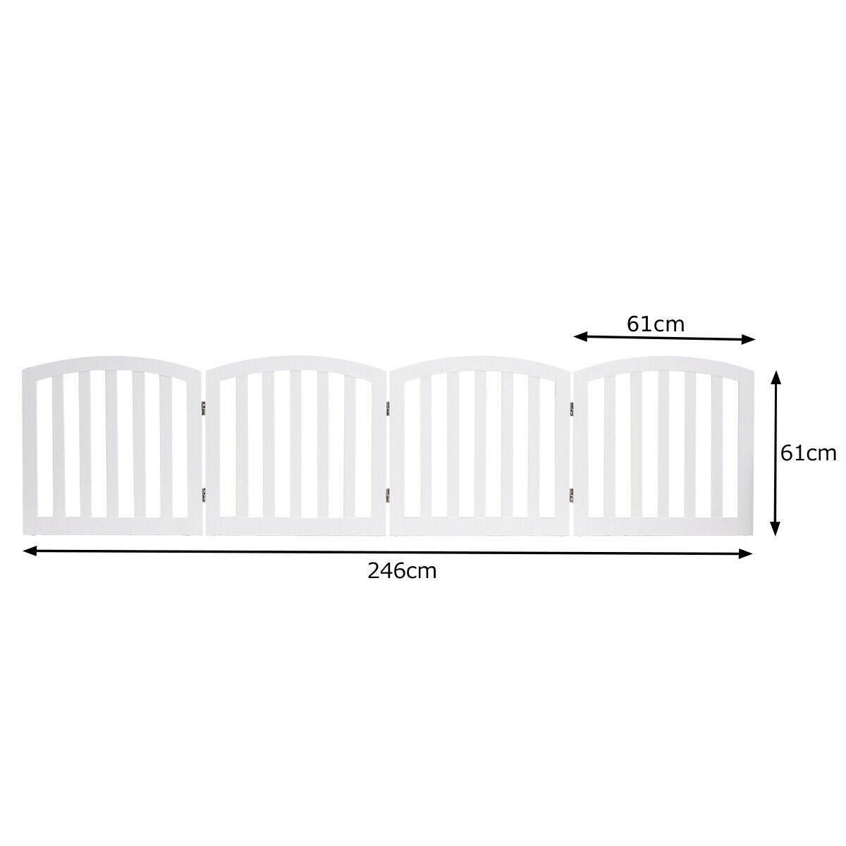 4-Panel Wooden Dog Gate with Anti-Scratch Pads for Doorway-White