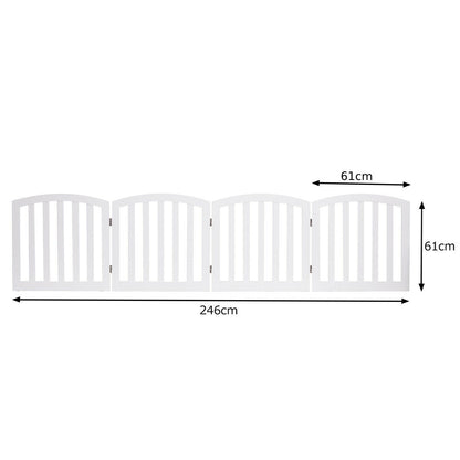 4-Panel Wooden Dog Gate with Anti-Scratch Pads for Doorway-White