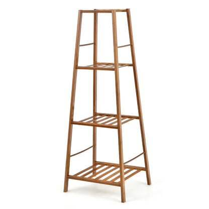 Freestanding 4-tier Bamboo Plant Stand for Indoor Outdoor-Brown