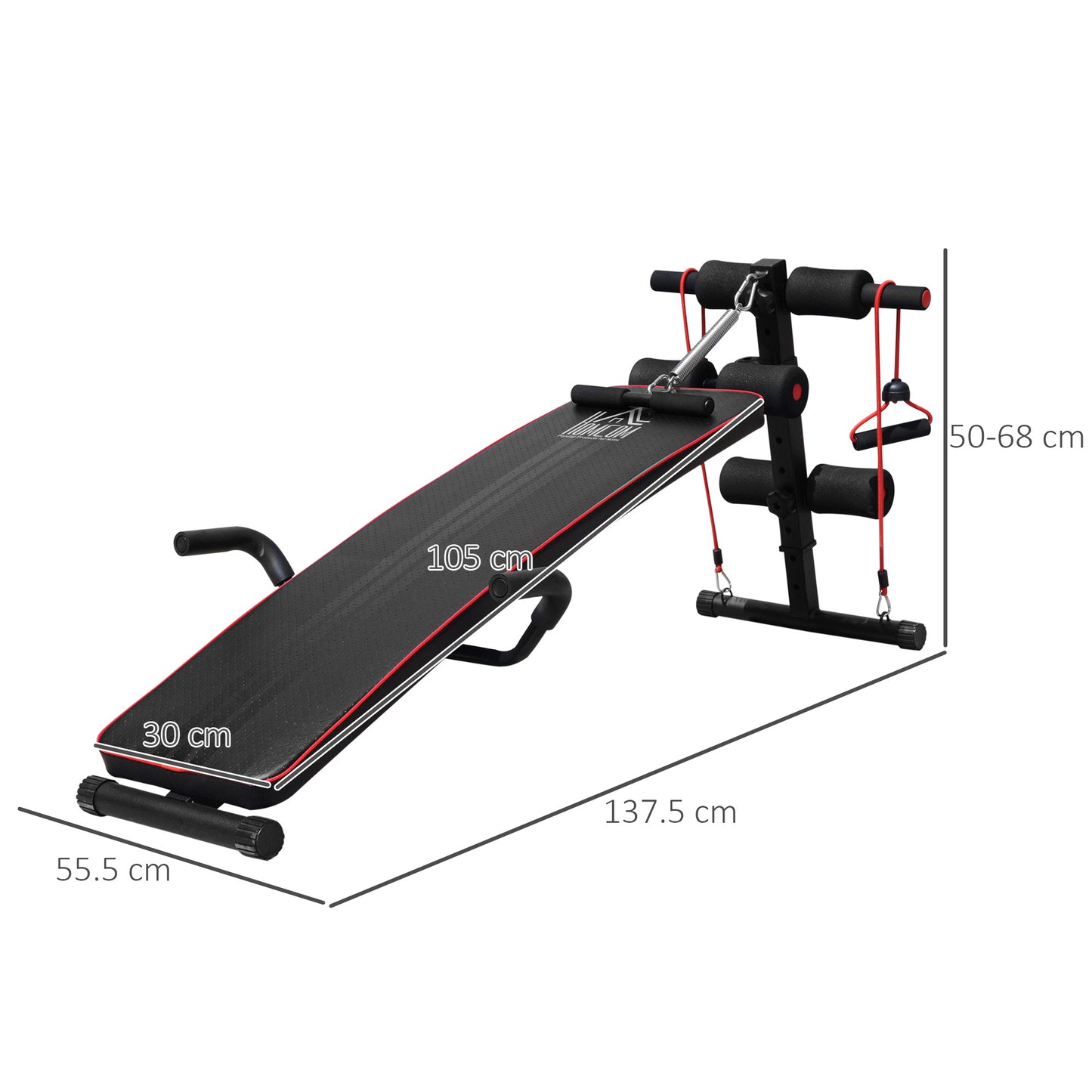 HOMCOM Sit Up Workout Bench, Steel-Black Red