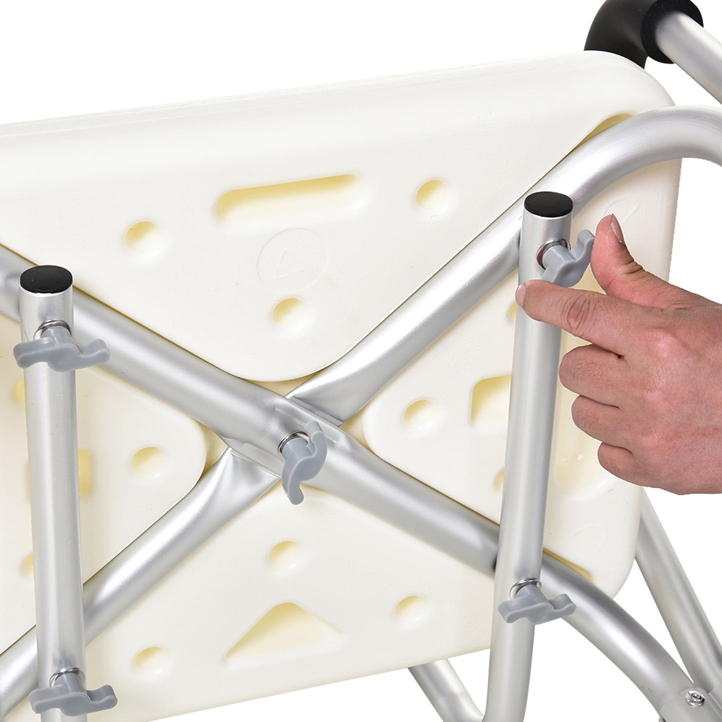 HOMCOM Adjustable Shower Bench with Back and Armrest