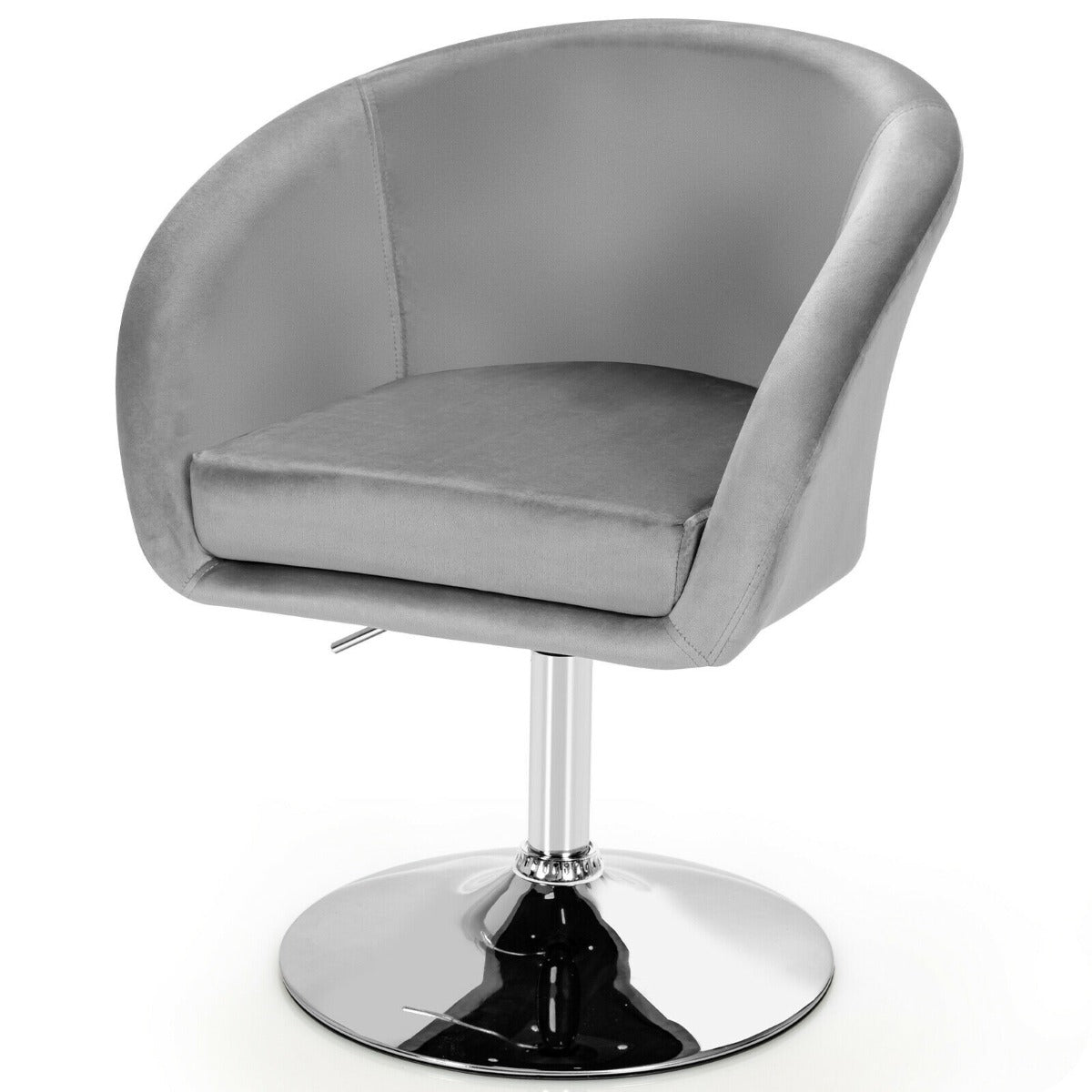 Swivel Velvet Bar Chair with Elastic Sponge for Home-Grey