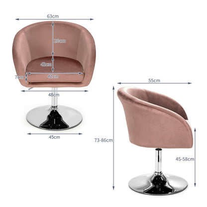 Swivel Velvet Bar Chair with Elastic Sponge for Home-Pink