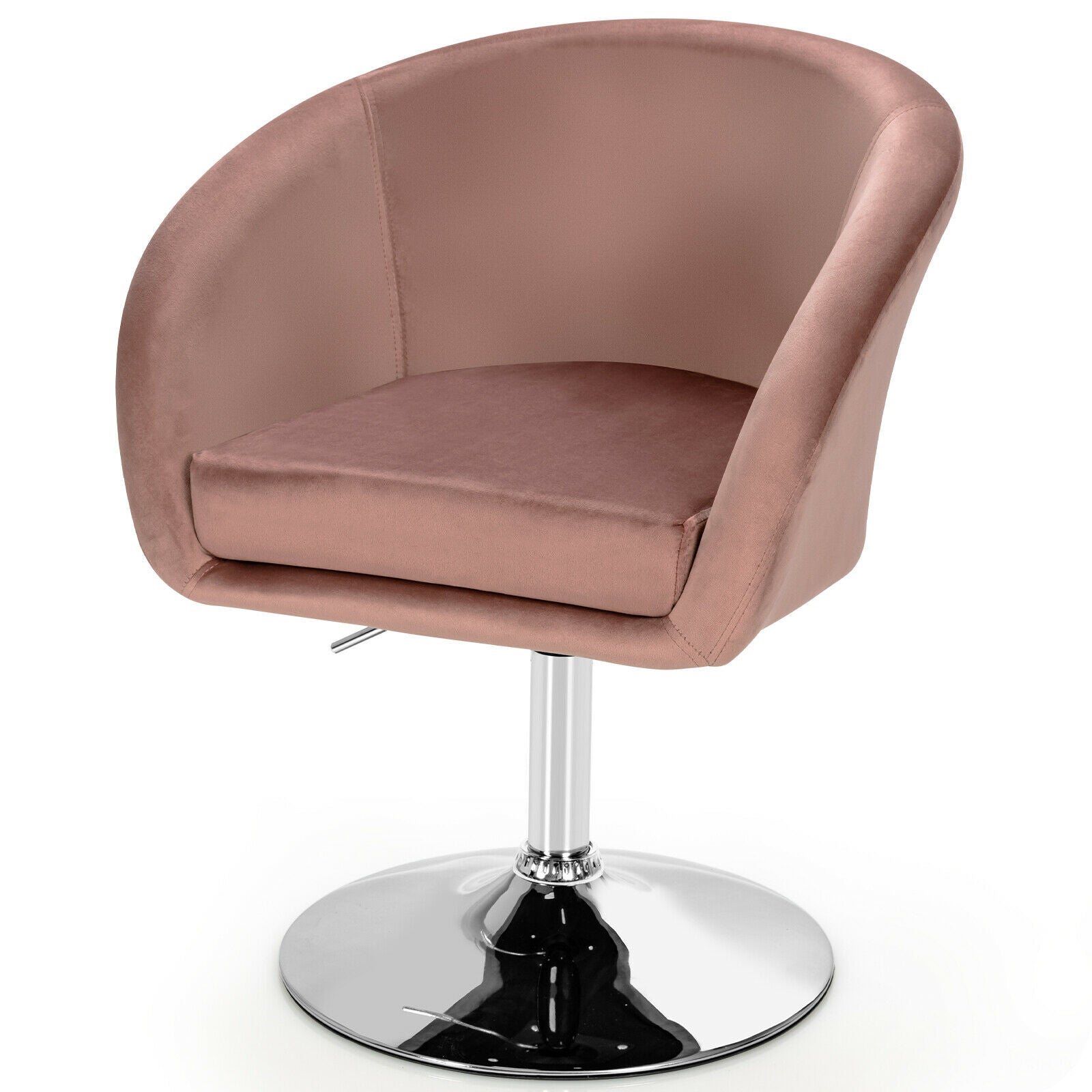 Swivel Velvet Bar Chair with Elastic Sponge for Home-Pink