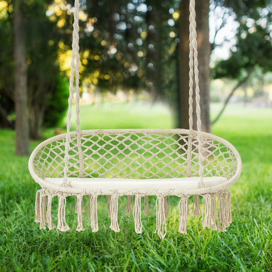 2-Seater Hammock Swing Chair with Cushion for Garden