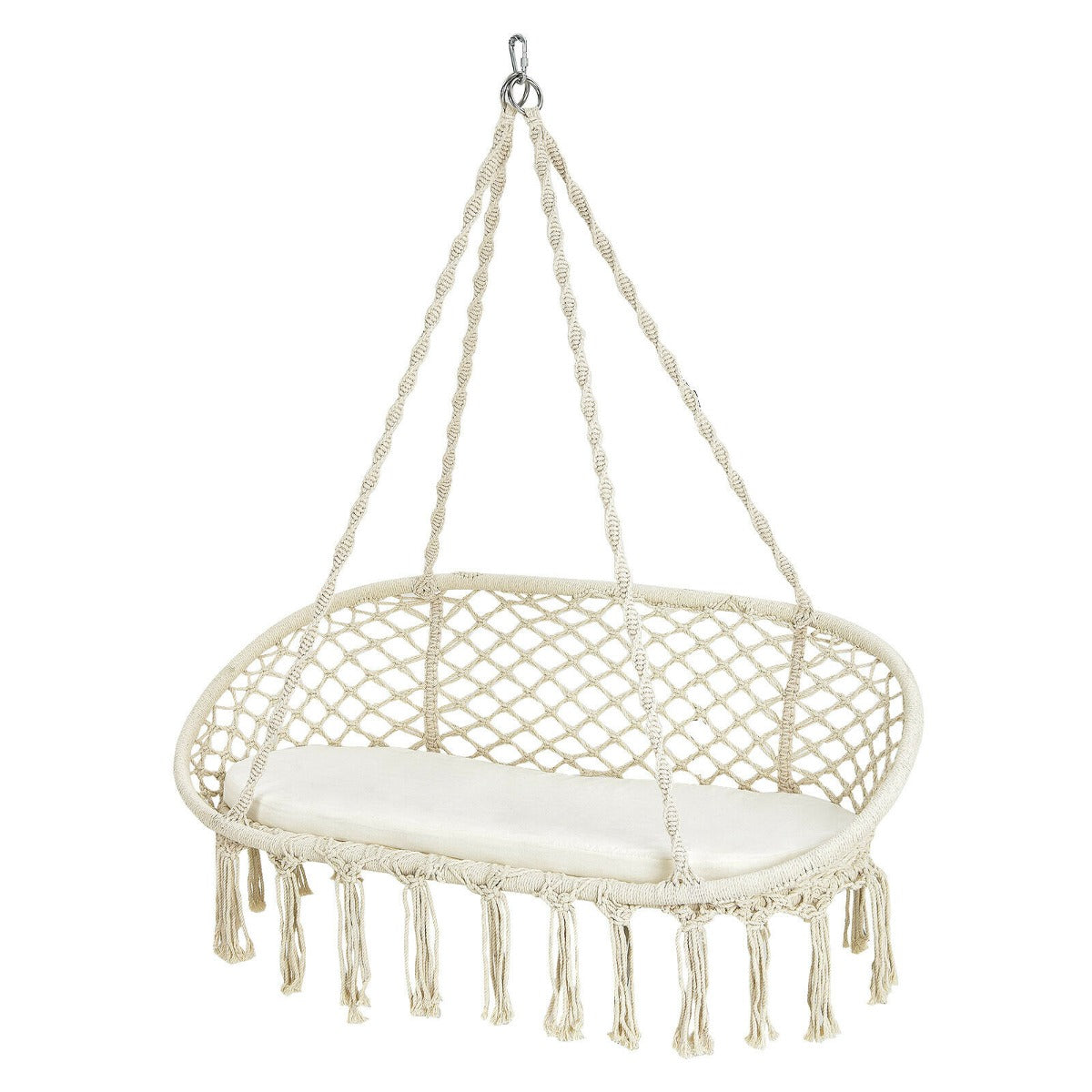 2-Seater Hammock Swing Chair with Cushion for Garden