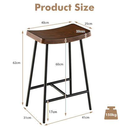 Backless Bar Stool with Footrest and Adjustable Foot Pads for Kitchen Pub-Coffee