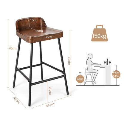 Low-Back Bar Stool with Backrest Footrest and Saddle Seat for Kitchen Pub-Coffee