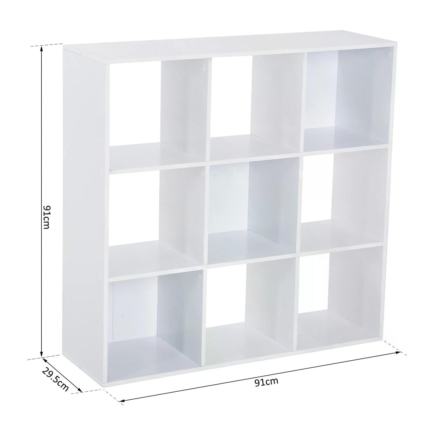 HOMCOM Wooden 9 Cube Storage Unit w/3 Tier Shelves Organiser Display Rack Living Room Bedroom Furniture - White