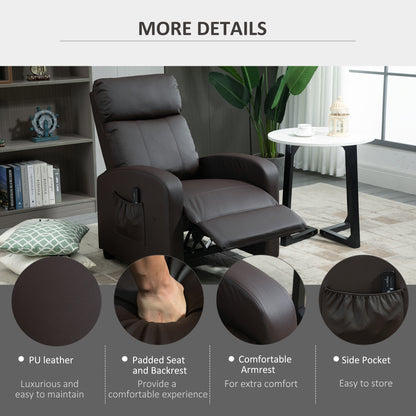 HOMCOM Recliner Sofa Chair PU Leather Massage Armcair w/ Footrest and Remote Control for Living Room, Bedroom, Home Theater, Brown