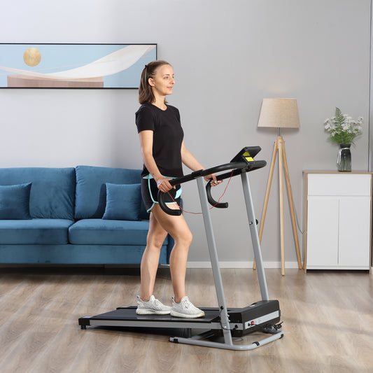 HOMCOM 10km/h Unisex Electric Treadmill, Folding Indoor Cardio Treadmill, 1.25HP Motorised Running Jogging Walking Machine, w/ 3 Programs, LCD Monitor