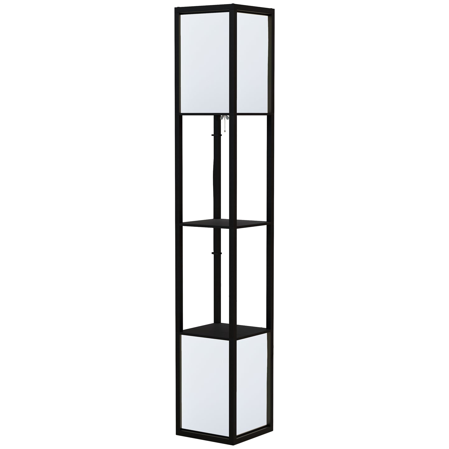 HOMCOM Modern Shelf Floor Lamp with Dual Ambient Light, Standing Lamp Living Room, Bedroom, 156cm, Black