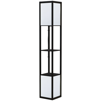 HOMCOM Modern Shelf Floor Lamp with Dual Ambient Light, Standing Lamp Living Room, Bedroom, 156cm, Black