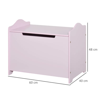 HOMCOM Wooden Kids Children Toy Storage Organizer Chest Safety Hinge Play Room Furniture Pink 60 x 40 x 48 cm