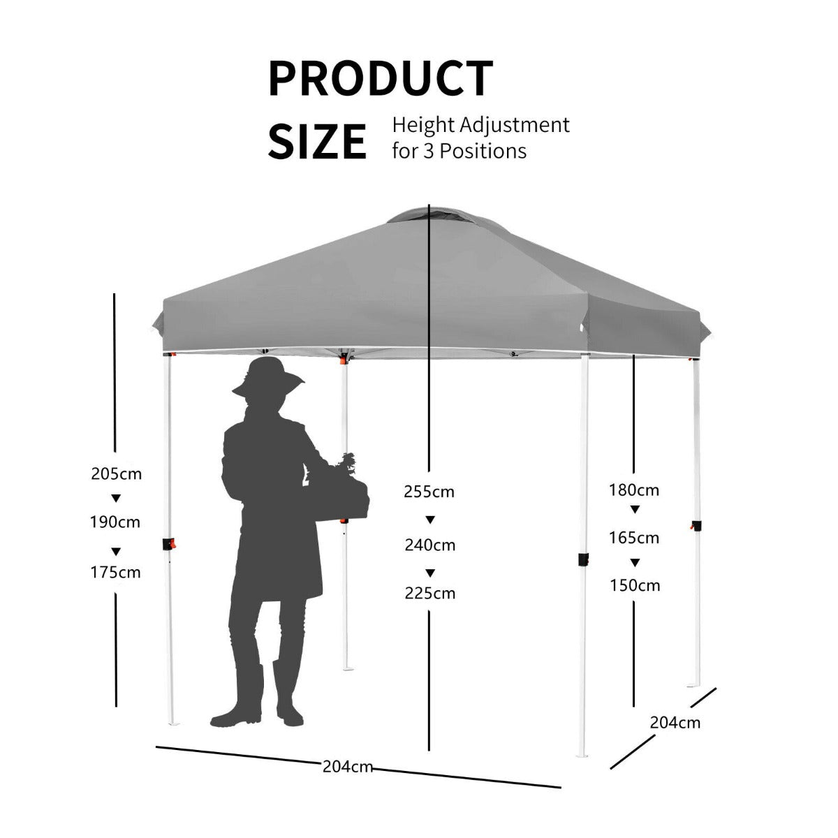 Portable Pop up Gazebo with 4 Sandbags and Roller Bag-Grey