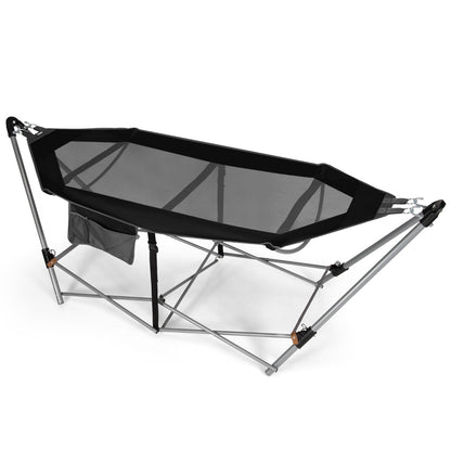 Folding Hammock with Carrying Bag for Patio &amp; Beach-Black