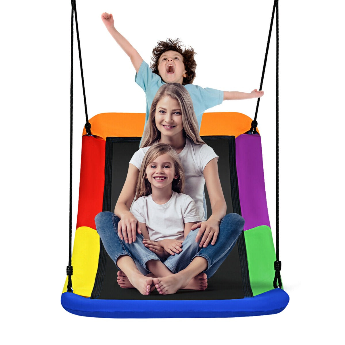 Large Nest Swing with Adjustable Hanging Ropes for Backyard-Multicolor