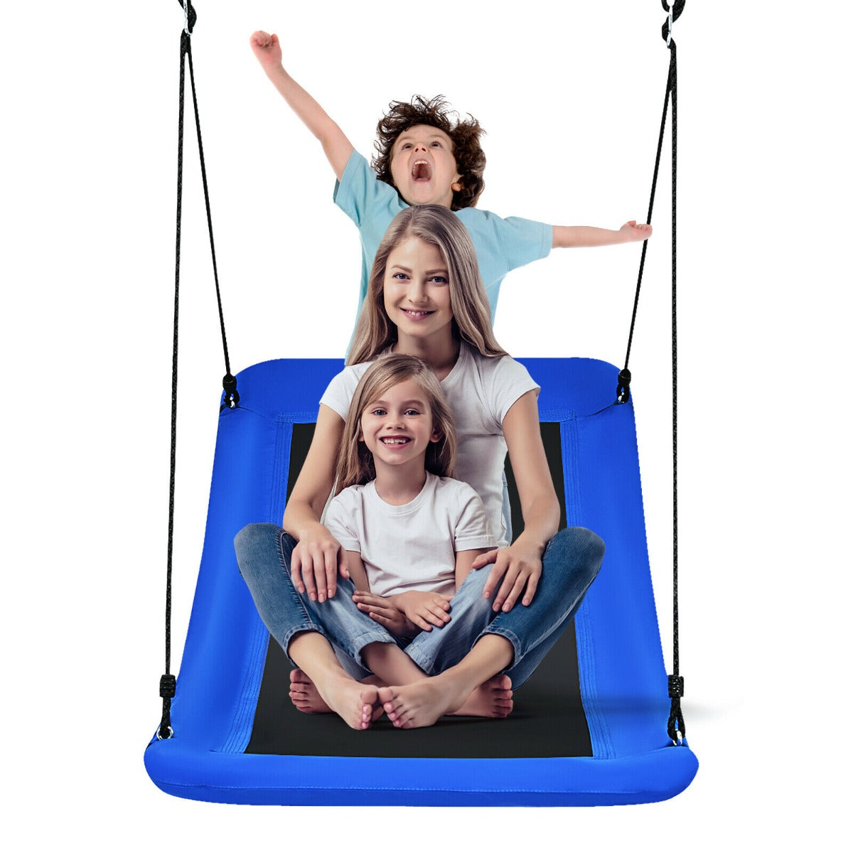 Large Nest Swing with Adjustable Hanging Ropes for Backyard-Blue