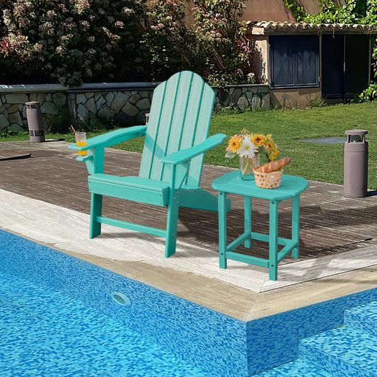 Ergonomic Outdoor Patio Sun Lounger with Built-in Cup Holder-Turquoise