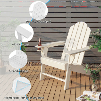 Ergonomic Outdoor Patio Sun Lounger with Built-in Cup Holder-White