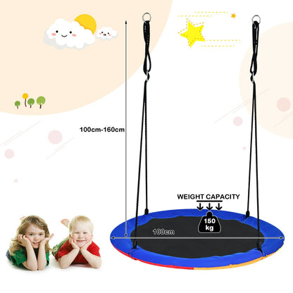 Reversible Kids Flying Saucer Tree Swing with Length Adjustable Rope-Blue