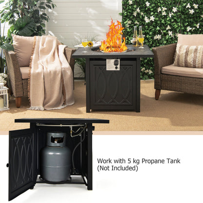 50,000 BTU Propane Fire Pit Table Square Heater with Lava Rocks Cover-Black