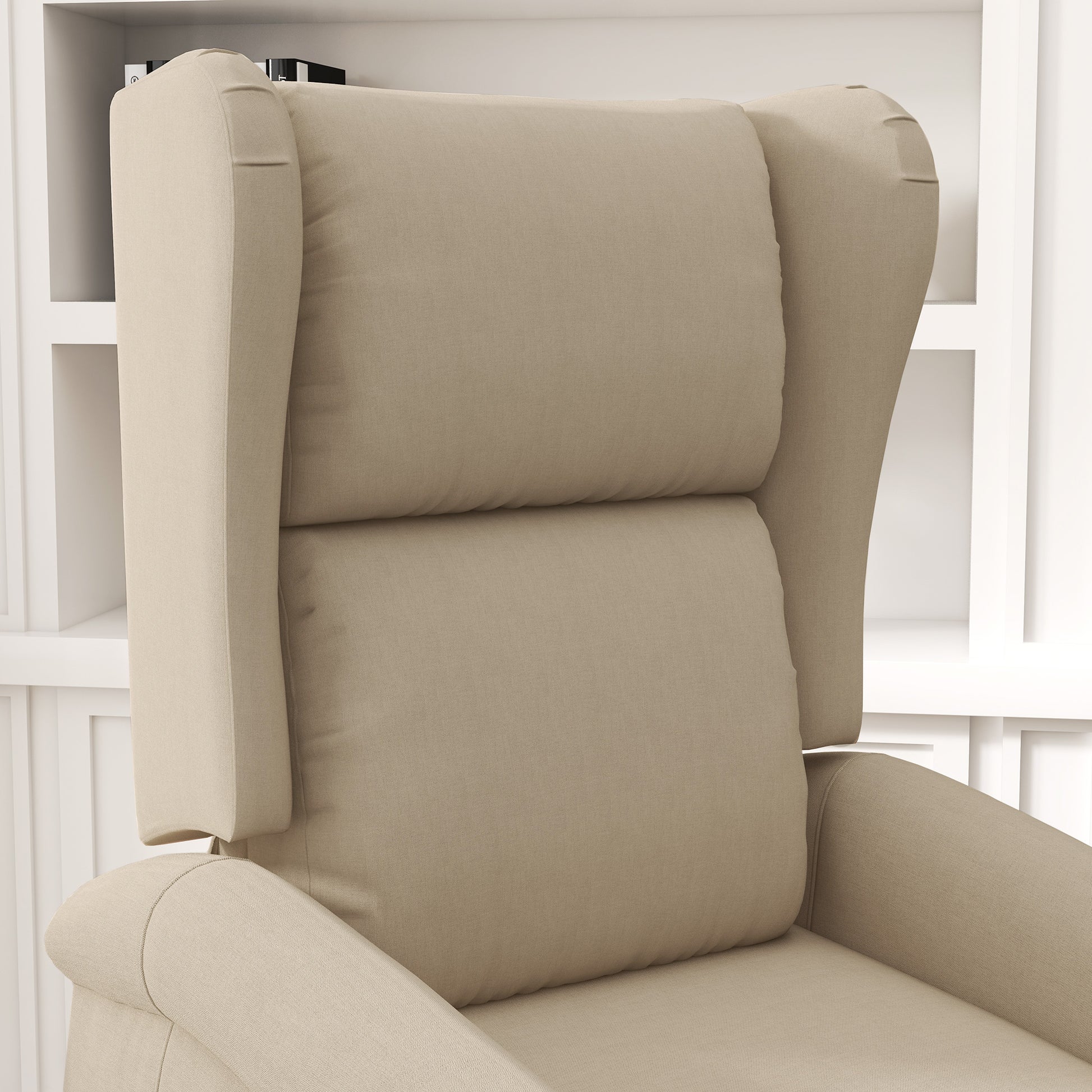 HOMCOM Recliner Armchair for the Elderly with Remote Control, Fabric Electric Recliner Chair for Living Room, Beige