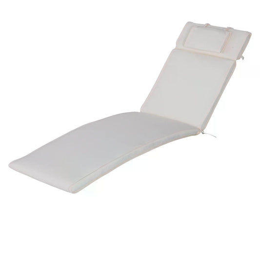 Outsunny Garden Sun Lounger Chair Cushion Reclining Relaxer Indoor Outdoor White