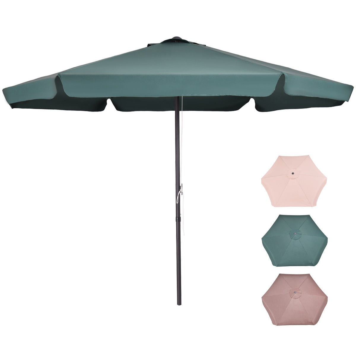 3M Patio Parasol with 6 Ribs and Air Vent for Beach Pool-Green