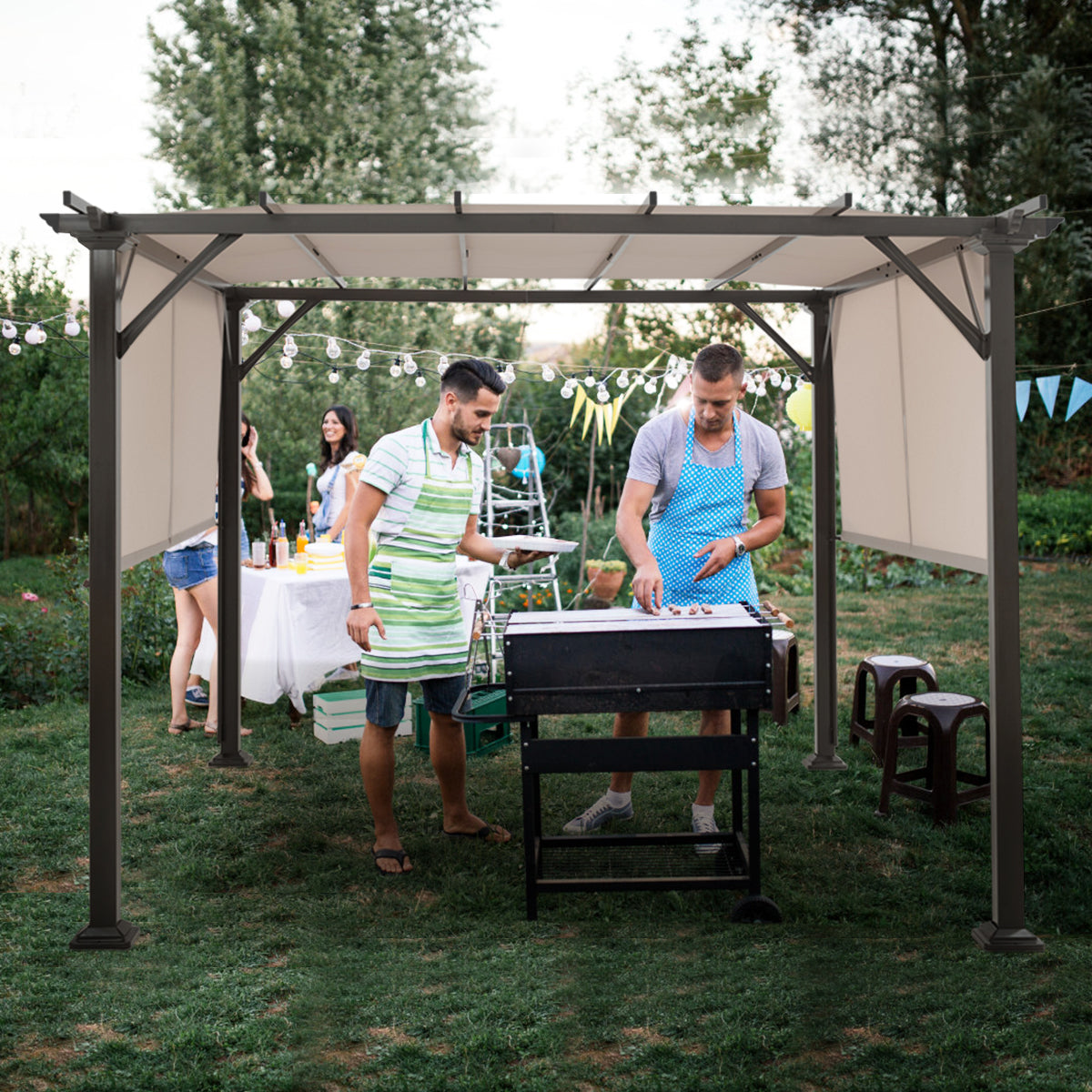 2PCS 16x4 Ft Universal Replacement Canopy for Pergola Structure-Beige