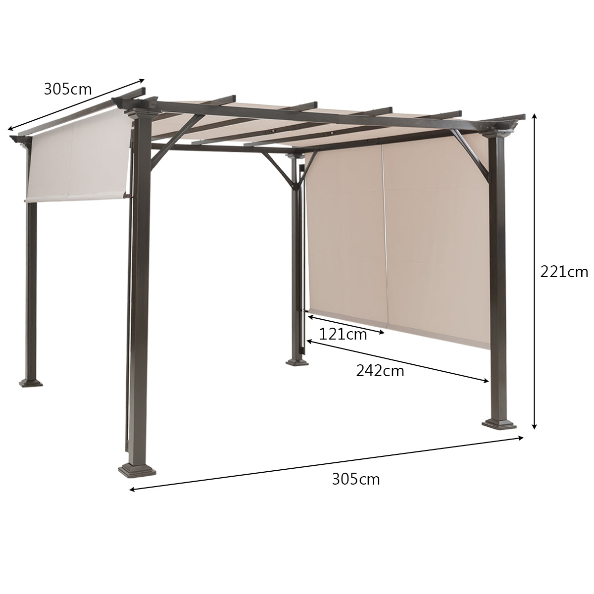 2PCS 16x4 Ft Universal Replacement Canopy for Pergola Structure-Beige